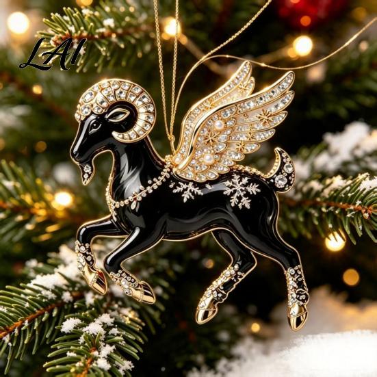 Seasonal Ornaments for Shopping Malls Black Goat Christmas Tree Hanging Ornament 2D Acrylic Festive Lightweight Holidays Pendant Decorative
