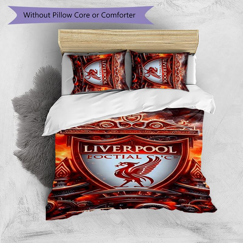 3 pièces L-Liverpool (6) Ensemble de housses de couette - Literie imprimée HD avec 1 housse et 2 taies d'oreiller - Parfait pour la décoration de la maison et des dortoirs