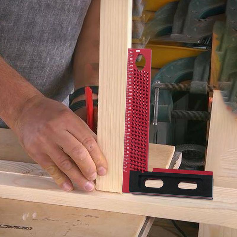 Riglă pentru prelucrarea lemnului, riglă pătrată L, instrument de măsurare, riglă de 90 de grade din aliaj de aluminiu rezistent la rugină