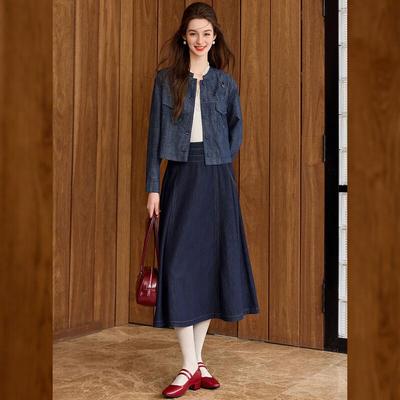 Bailuyu Damen Retro Bestickte Stehkragen Jeansjacke