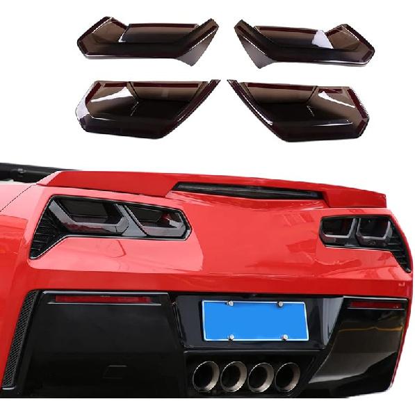 ABS Black Rear Tail Light Lens Taillight Kit Fit For Chevrolet Corvette C7 2014- Car Exterior Taillight Protection Cover Accessories