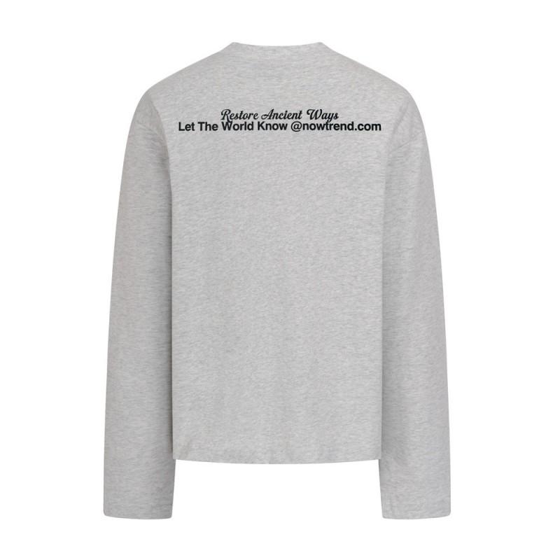 Herren Langarm T-Shirt Grafischer Buchstabenaufdruck Baumwolle Lässig Streetwear Rundhalsausschnitt Lockerer Schnitt 320g Schwergewicht