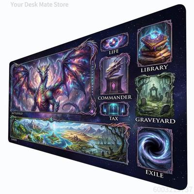 Cosmic Starry Sky Dragon Mtg Playmat Magic Card Battle Mat Nonslip Durable 35x60cm Commander Playmat Board Game Mat For Tcg