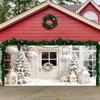 Ein weihnachtliches Garagentor-Banner im Stil eines Winterwunderlandes, Hintergrund mit Schneeszene aus Polyester, Feiertags-Wanddekoration