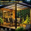 Solar Curtain Light Outdoor Waterproof Solar Fairy Garland String Lights Garden Yard Pavilion Wedding Party Holiday Decor Lights