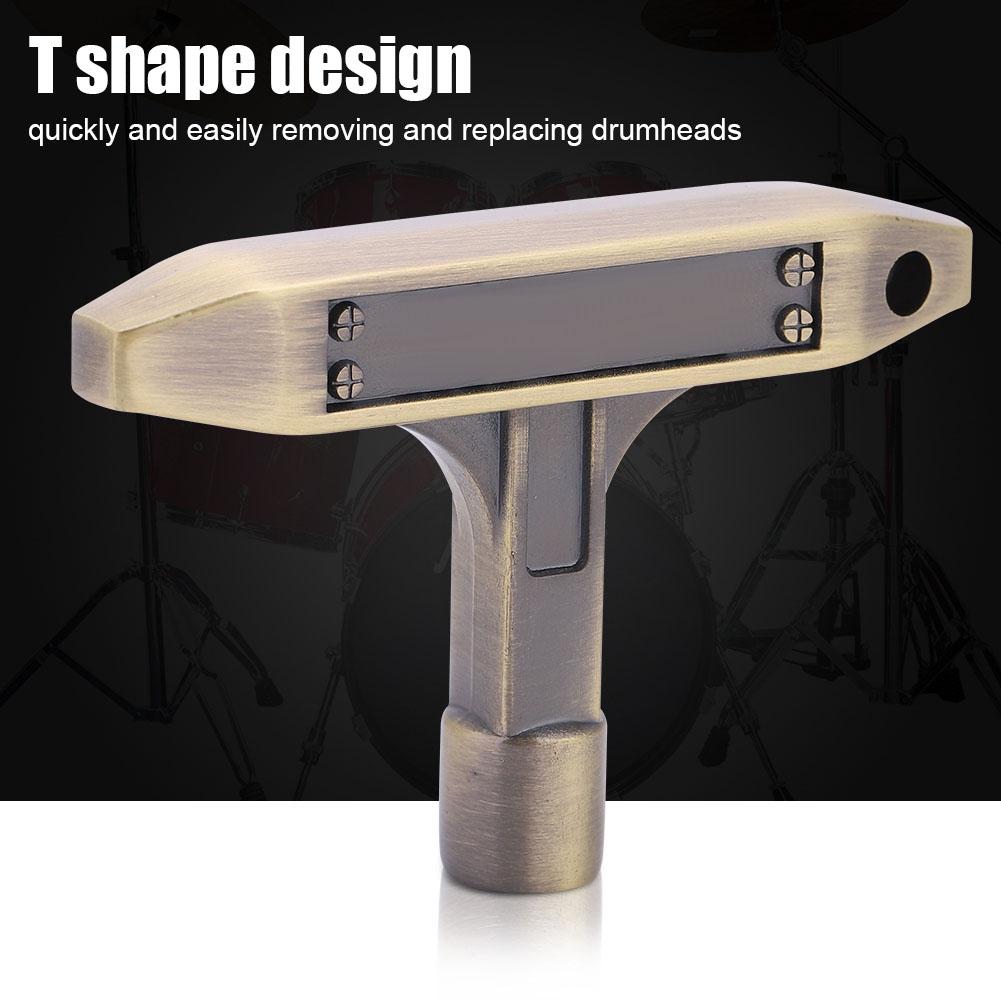 1PC T Shape Metal Drum Kit Tuning Key Wrench 5.4 * 5.4MM Musical Instrument Accessory(Bronze)