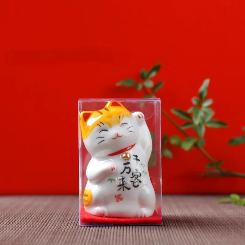 3D Glückskatzen Figur Japan Cartoon Maneki Neko Tier Modell Miniatur Haus Auto Hotel Restaurant Dekor Schreibtisch Ornament 1/2 Stück