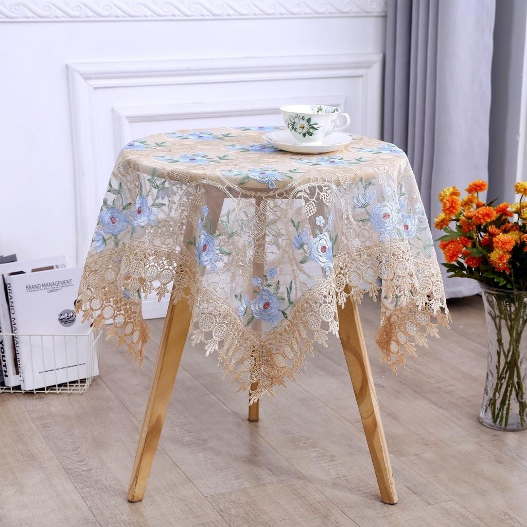 Teetisch Tischdecke Rechteckig Haushalt Teetischbezug Wohnzimmer Staubdicht Esstischdecke Stoff mit Spitze Neue Abdeckung Tuch Rund