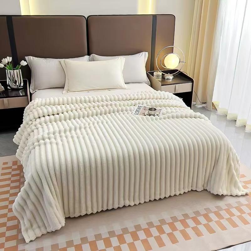 Ribbed Flannel Blanket Wholesale Double Sided Thickened Nap Throw Winter Cover Blanket for Home Office Use