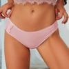 Einfarbige Damenunterwäsche aus Baumwolle mit Spitzenkanten und mittlerer Taille, dreieckige Hose, sexy Slips, Damenhöschen