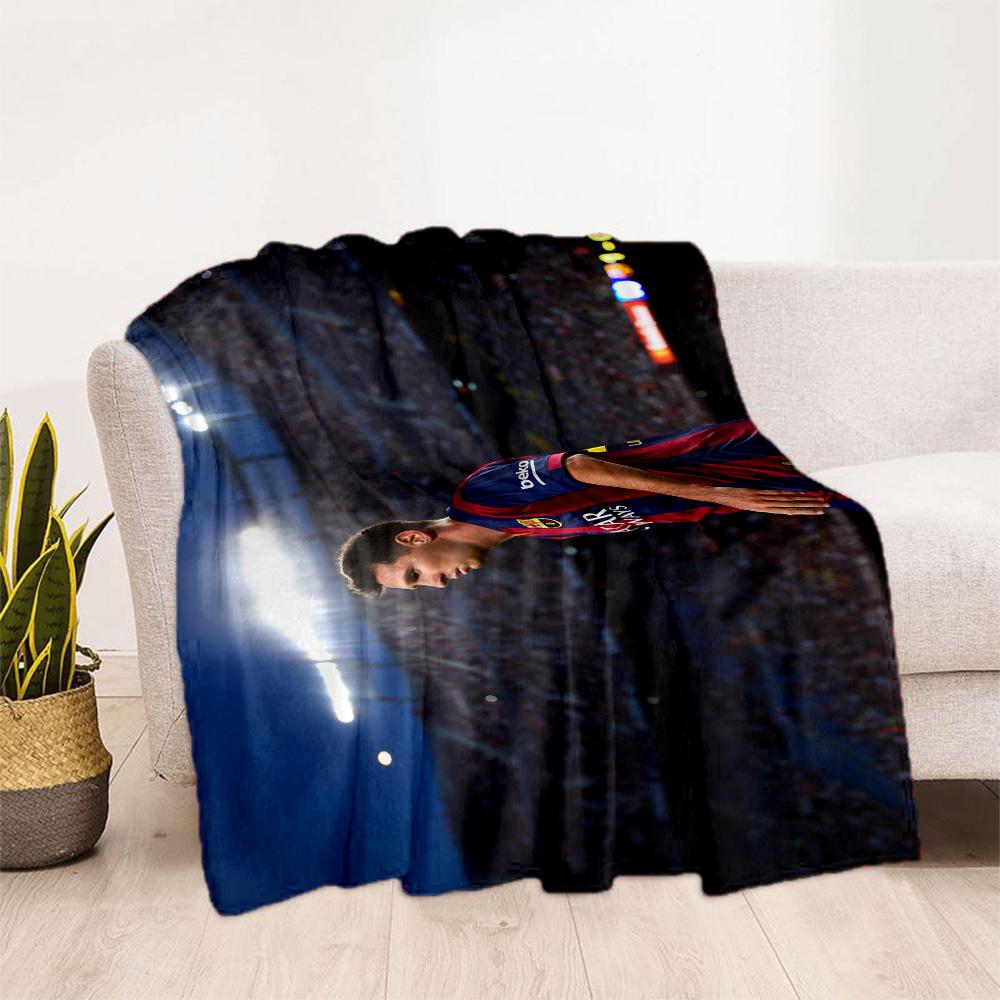 Barcelona's Messi Action Blanket Comfortable Great for Sofa Picnics Office for All Occasions Modern Style Gifts For Family Or Friends
