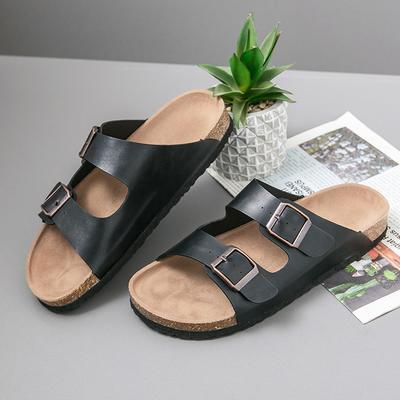 Fashionable Couple Slippers Metal Double Buckle Ultra Light Slippers Beach Shoes Black Pink Camel Size 35-46 Couple Slippers
