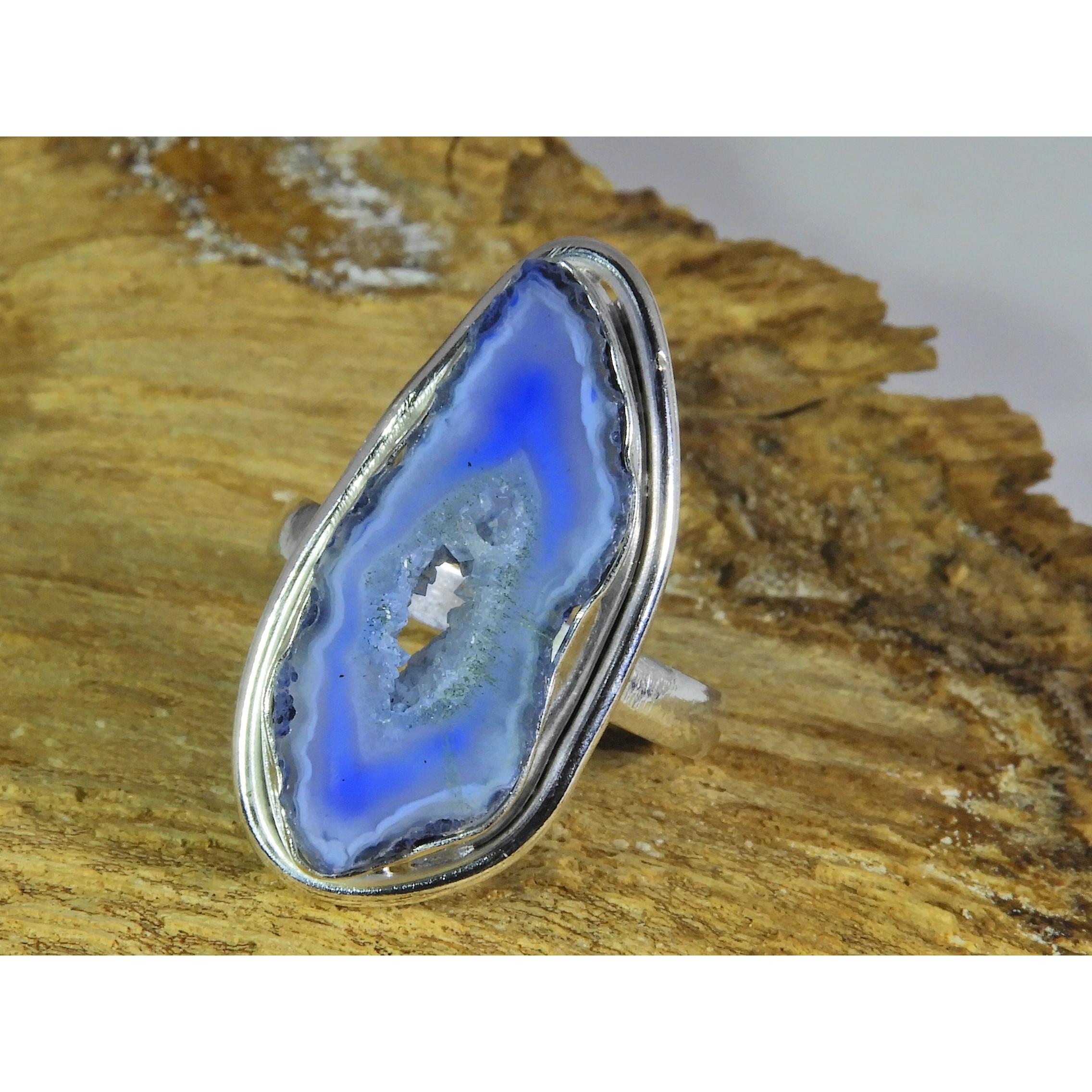 

Color Enhanced Solar Druzy 925 Solid Sterling Silver Ring Size US-9 PG-07