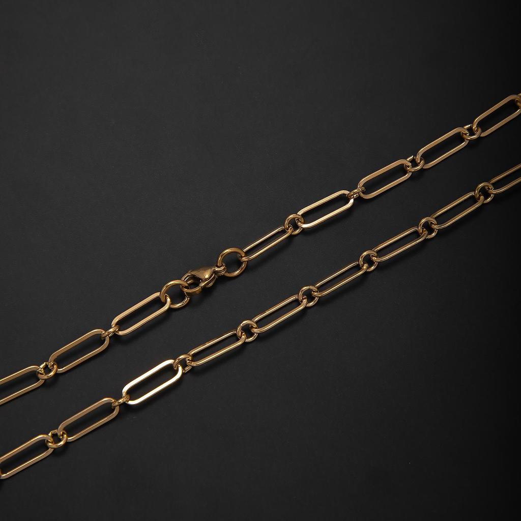 Stainless Steel Rectangular Wire Cross Chain Necklace – European & American Fashion, Light Luxury.