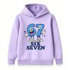 Kids Boys Girls Pullover Hoodie, Cute Cartoon 67 Character Printed Casual Sweatshirt, Soft Lightweight Long Sleeve Hooded Top for Daily Wear Party Gif