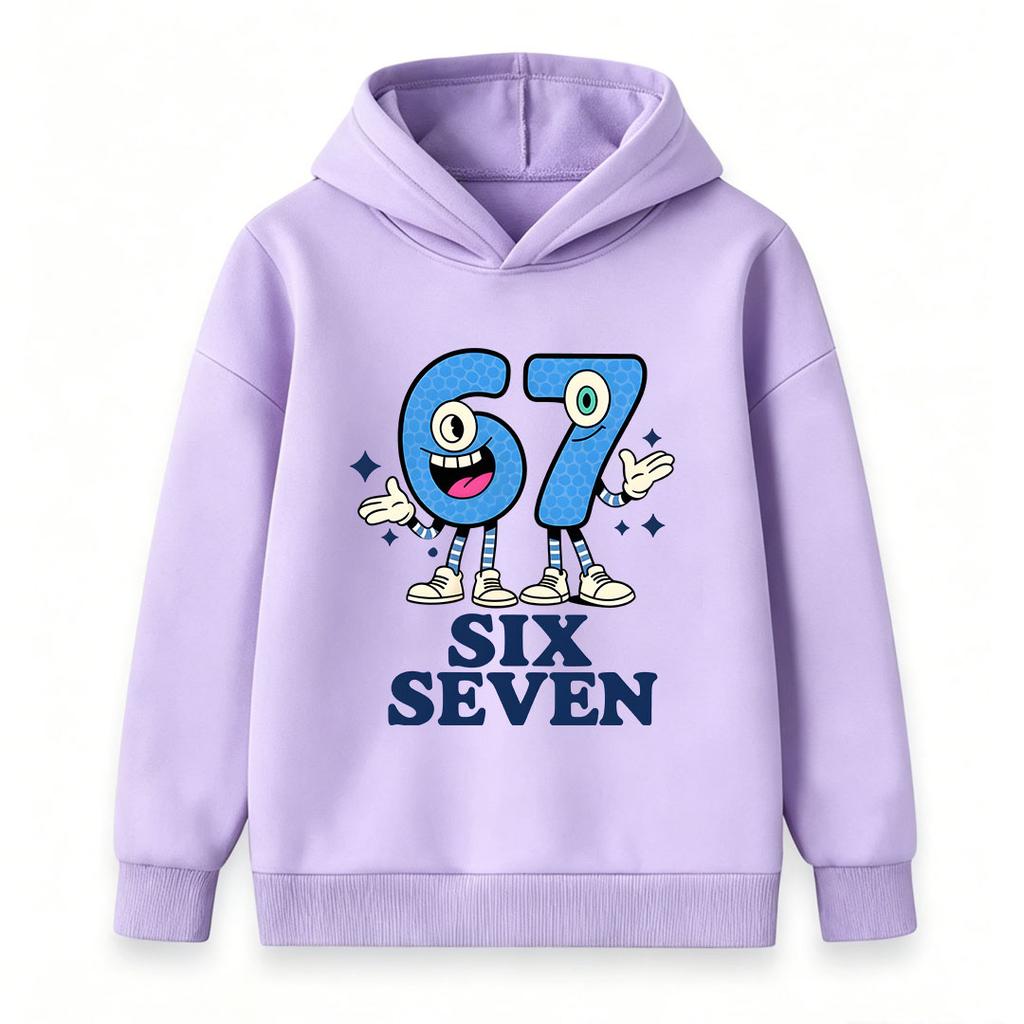 Kids Boys Girls Pullover Hoodie, Cute Cartoon 67 Character Printed Casual Sweatshirt, Soft Lightweight Long Sleeve Hooded Top for Daily Wear Party Gif