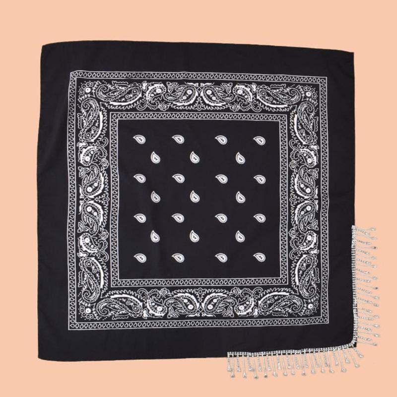Shimmering Fringed Bandanas Scarf for Party Fashionable Cashew Flower Head Scarf for Women Men Club Party Costume Props