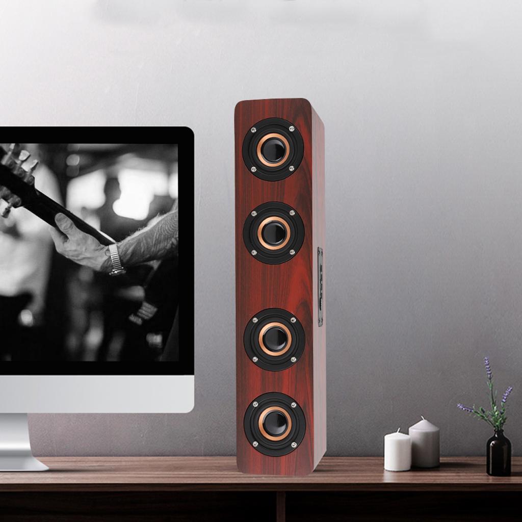 12W W8 Wooden Bluetooth Sound Tyrant TV Speaker Support Plug In Card / FM / Receiving Voice Prompts Wireless Bluetooth Speaker