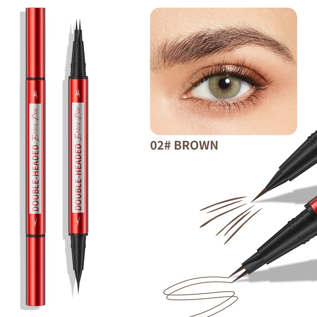 Red Tube Double-Headed Binary Eyebrow Pencil Waterproof And Non-Smudging Natural Wild Bionic Eyebrow Two-In-One Eyebrow Pencil