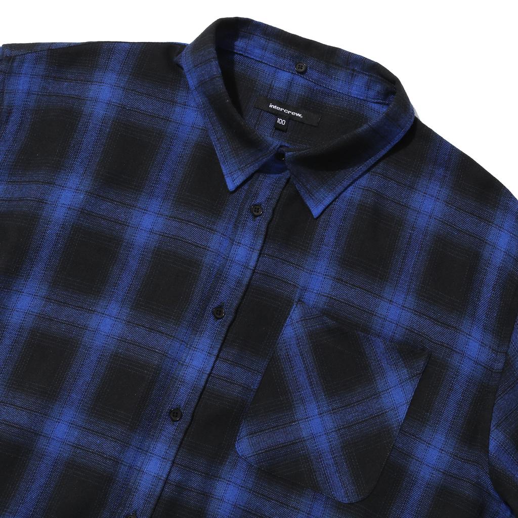 INTERCREW Flannel Yarn-Dyed Multi-Check Shirt D Blue Itz1Yc02Adb