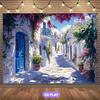 2D Flat Banner, 1 Piece, Greek Island Party Backdrop - Santorini-themed Mediterranean Decoration
