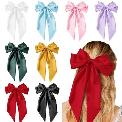 Pinzas de Satén Flotantes con Lazo Grande Largo para el Pelo Trasero Clip para el Pelo Rojo de Internet con el Mismo Temperamento Elegantes Accesorios para el Cabello regalos