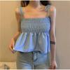 Summer 2026 Korean-Style Solid Color Lace-up Pleated Collar Slimming Camisole