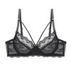 French Underwear Women's Sexy Ultra-thin Sponge-free Transparent Lace Underwear Large Chest Small Large Size Bra Cover Bra