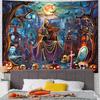 Yuiqear Blacklight Skull Tapestry UV Reactive Halloween Tapestries Psychedelic Moon Castle Tapestries Horror Pumpkin Tree Tapest