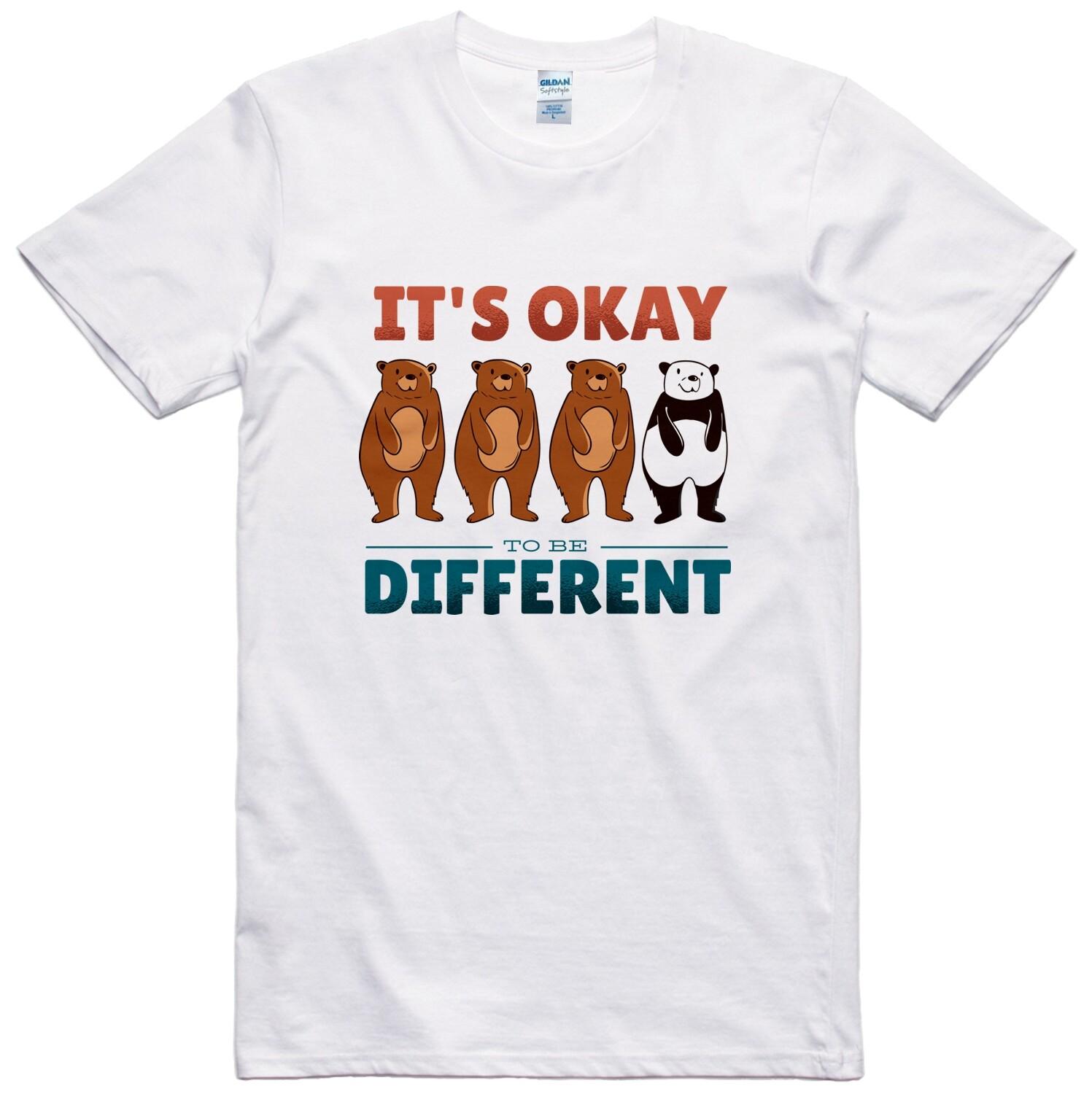 Funny Panda T Shirt It s Ok To Be Different Statement Slogan Cotton Tee S разноцветный