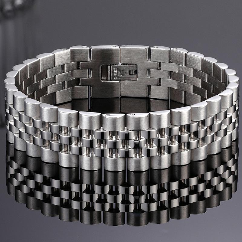 Supply Men's Stainless Steel Solid Wide Strap Bracelet, Fashion Titanium Steel Bracelet Chain Jewelry