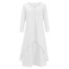 Plus Size Women Maxi Dress Irregular Layered Hem Round Neck Ninth Sleeves with Pockets Loose Beach Dress Solid Color