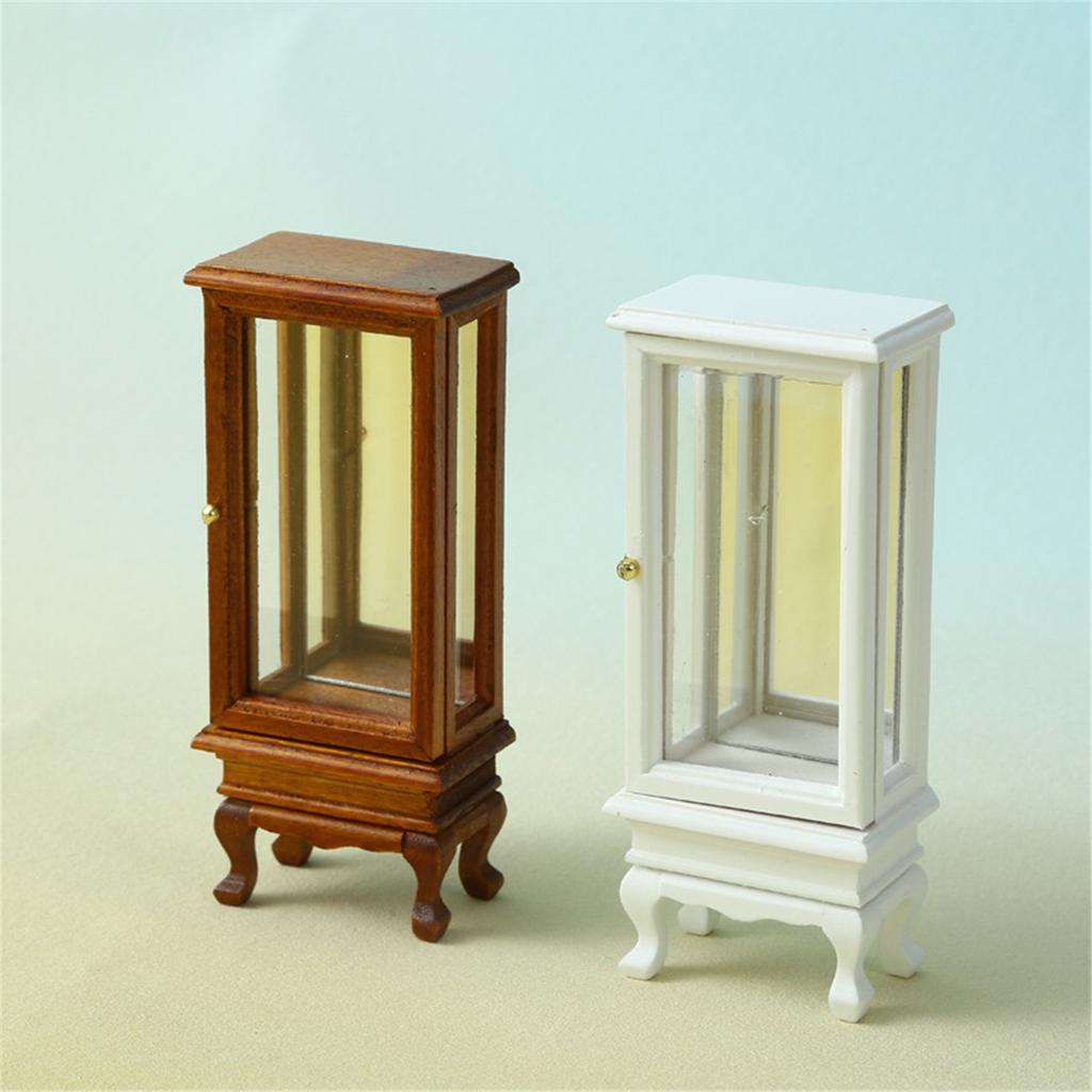 1/12 Scale Miniature Glass Door Cabinet For Dollhouse Decoration And Collectible Display Accessories Scene Decors