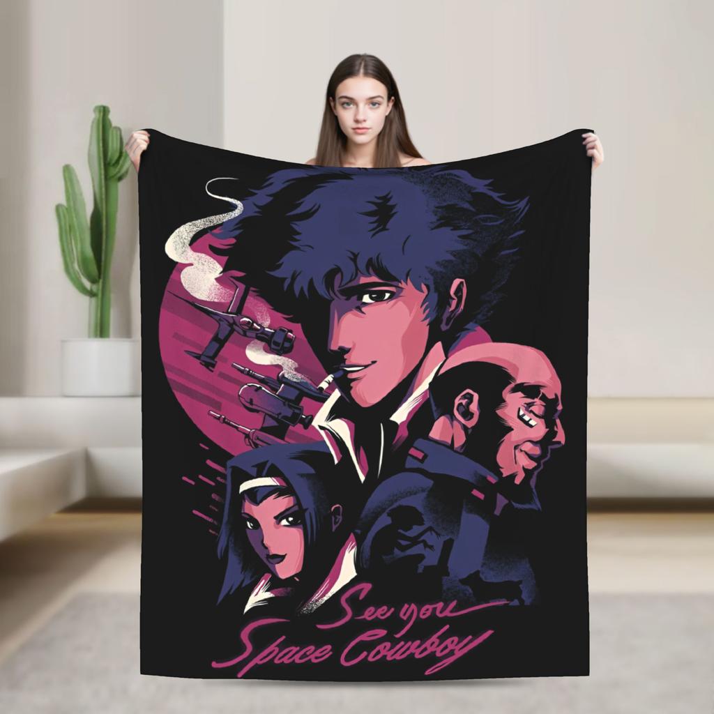 Cowboy Bebop Spike Spiegel Knitted Blanket Hot Japanese Anime  Fleece Throw Blanket Decoration Soft Warm Bedspread Multifunction