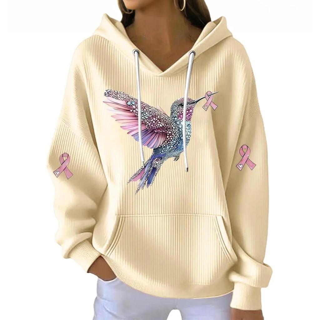 Women's Fashionable Casual Bird-printed Pullover Sporty Long-sleeved Sweatshirt Top