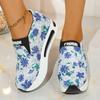 Fashion Bling Flower Print Sports Shoes Women 2025 Lightweight Platform Sneakers for Woman Retro Low Top Casual Shoes Female