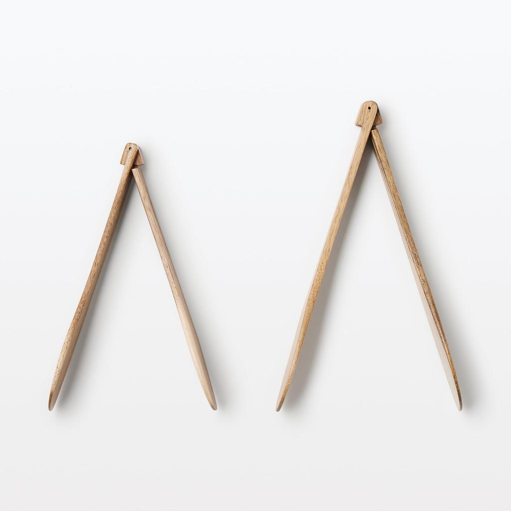 MUJI Acacia Foldable 22cm 83913205 Tongs, Approx. Long,