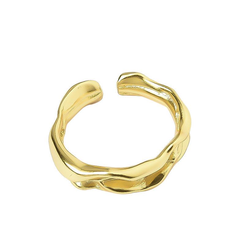 Adjustable Inspired Retro Geometric Wave Ring In 925 Silver For Elegant Womens Wear