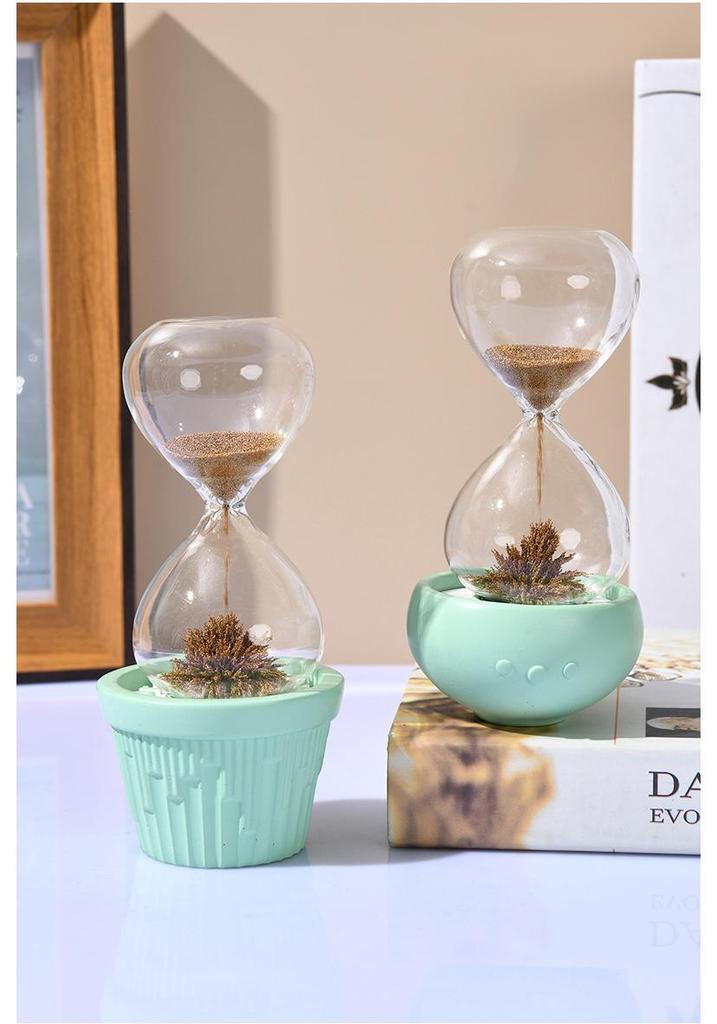 Magnetic Glass Hourglass Timer Ornament - High-End Mini Sand Flow Design