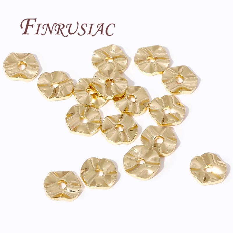 14K/18K Gold Plated Metal Wavy Spacer Beads For Jewelry Making,Separators For Beads,DIY Bracelets/Necklace Accessories Findings