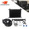 15 Rows 1 Set T-MODEL Oil Cooler Kit + Thermostat Oil Filter Sandwich Adapter + Nylon Steel Braided AN10 Hose+Mounting Bracket
