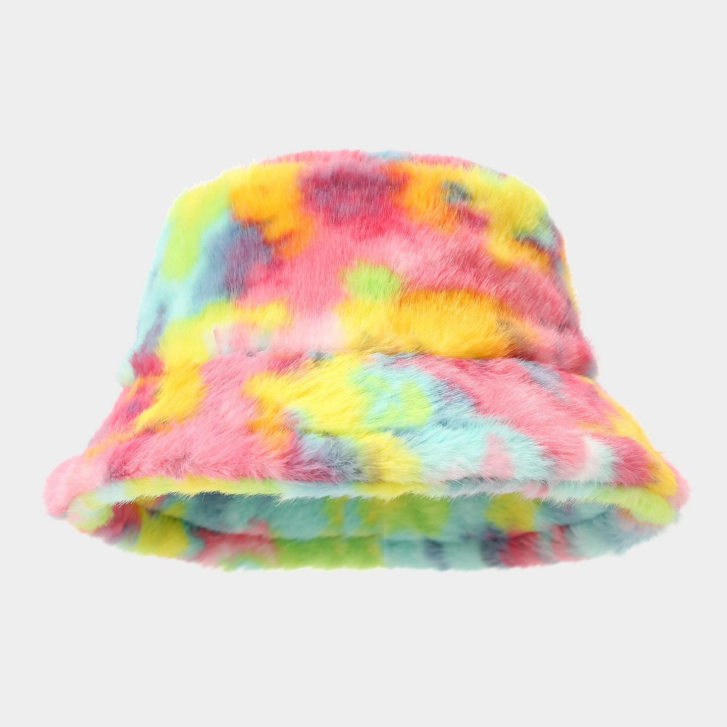 Cross-Border Autumn and Winter New Style Tie-Dye Pattern Fleece Bucket Hat - Women s Trendy Outdoor Thickened Warm Hat