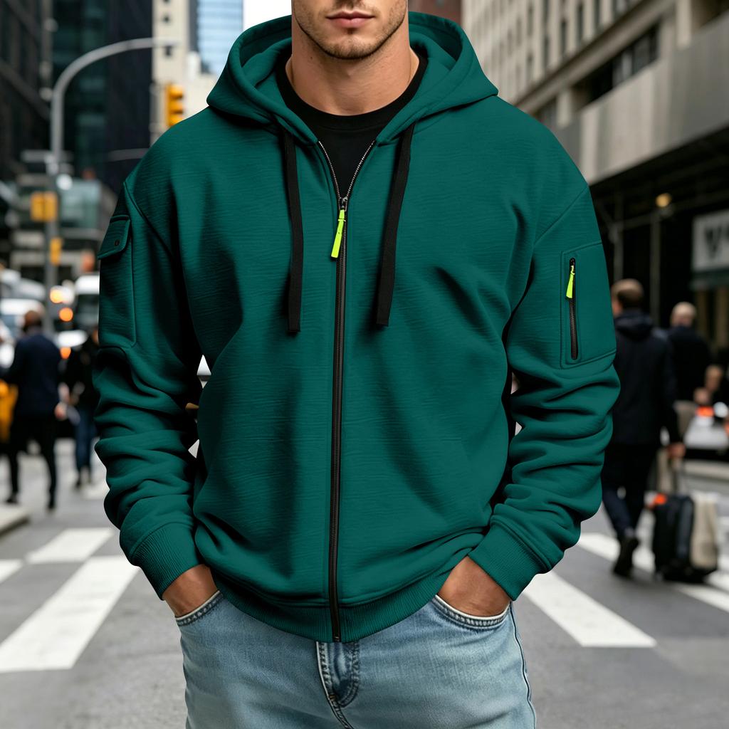 Men's Color Hoodie Long Sleeve Casual Pullover Sweatshirt for Everyday Wear