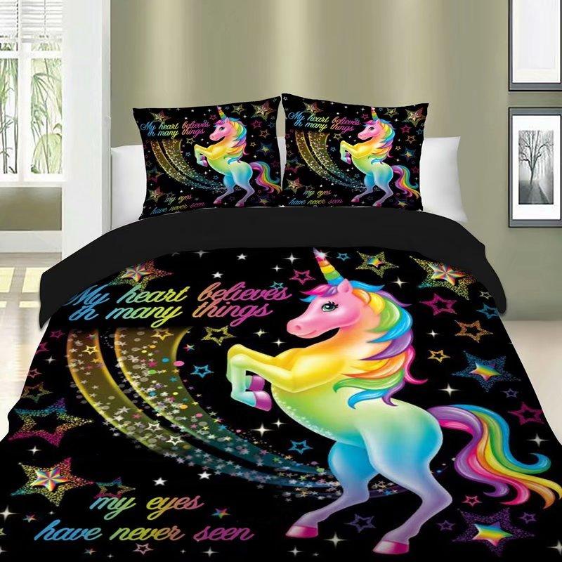 

Комплект постельного белья Star Cloud Rainbow Unicorn King Queen Double Full Twin Single Size EU single(135x200cm)
