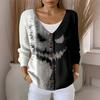 Women's Fashion Casual Knit Sweater Button-Up Halloween Printed  Cardigan Jacket