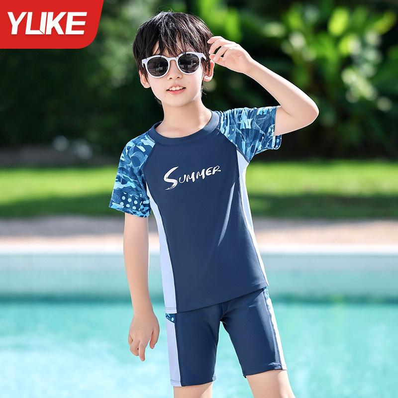 

Купальник от солнца для мальчиков 2024: Быстросохнущий раздельный купальник для подростков и детей старшего возраста 4XL (Height 140-150cm) камуфляжный/синий