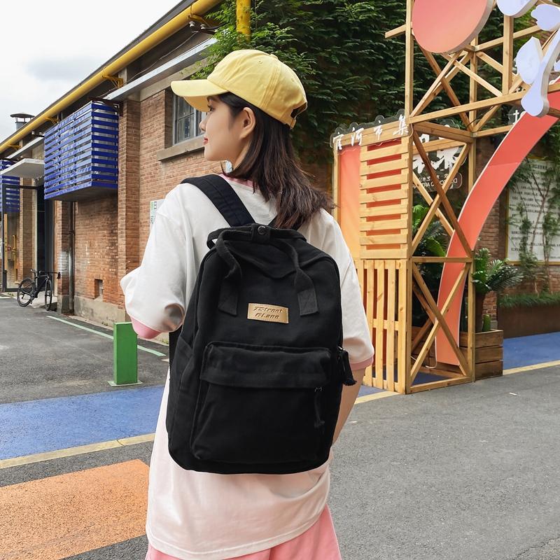 Canvas Bag Large Capacity Female Student Backpack Men's Schoolbag
