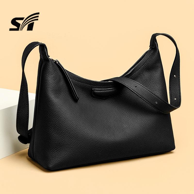 New high-end large-capacity messenger tote bag first-layer cowhide women's bag light luxury fashion simple and versatile shoulder bag