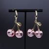 Red Korean Cute Cherry Fruit Shaped Drop Earrings Sweet Temperament Girls  Party Earrings For Women Jewelry Gifts