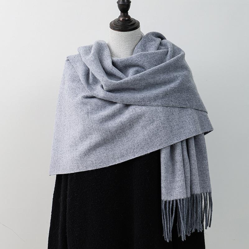 Wool Scarf Korean Style Atmosphere Double Sided Scarf Women's Autumn and Winter Warm Men's Shawl Versatile Cashmere Scarf